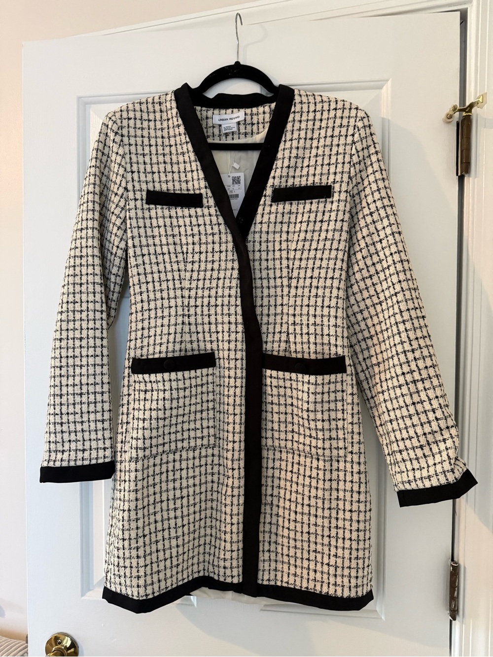 Urban Revivo Black & Cream Tweed Dress